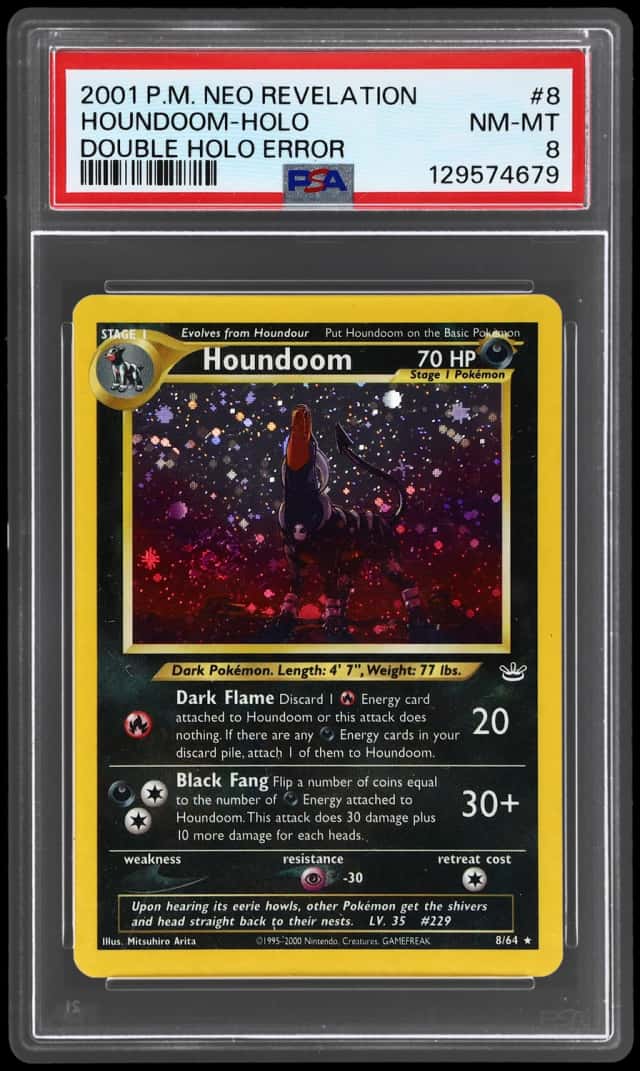 2001 Pokemon Neo Revelation Double Holo Error Houndoom #8