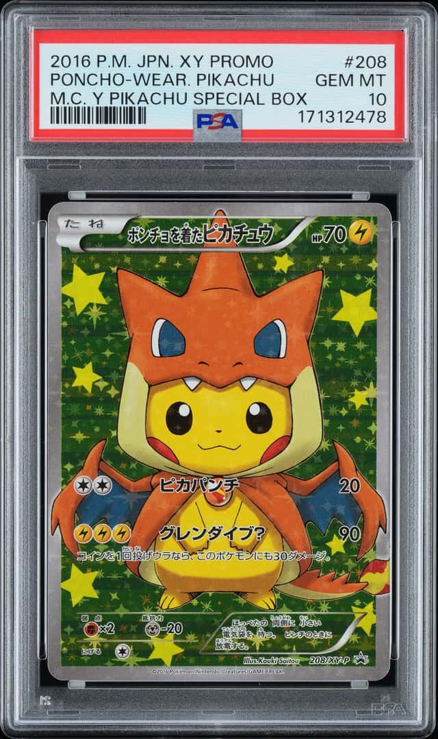 2016 Pokemon XY Promo Mega Charizard Y Special Box Japanese Poncho Wearing Pikachu #208