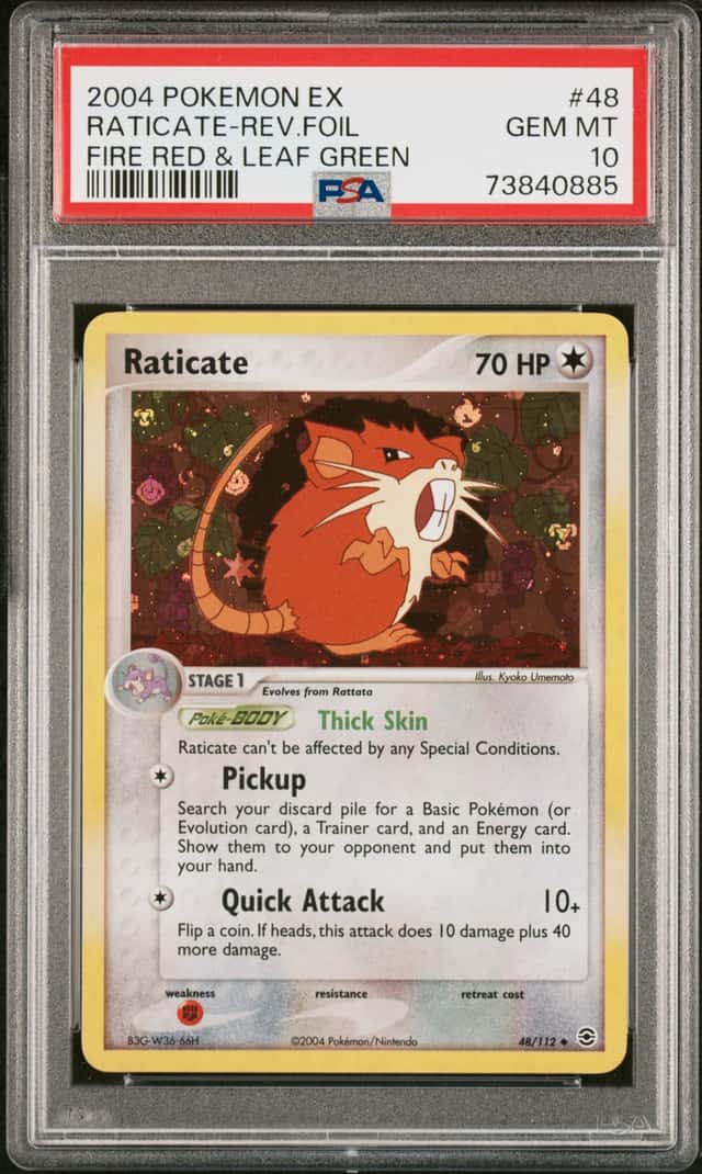 2004 Pokemon Ex Fire Red Leaf Green Reverse Holo Raticate #48