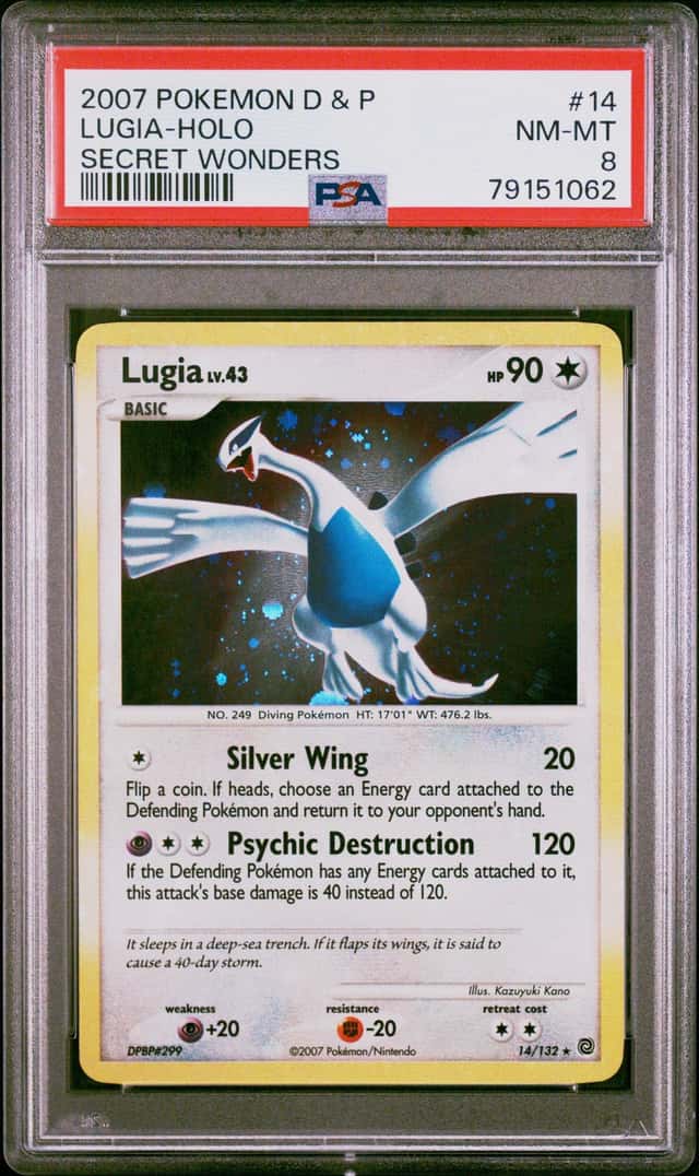 2007 Pokemon Diamond and Pearl Secret Wonders Holo Lugia #14