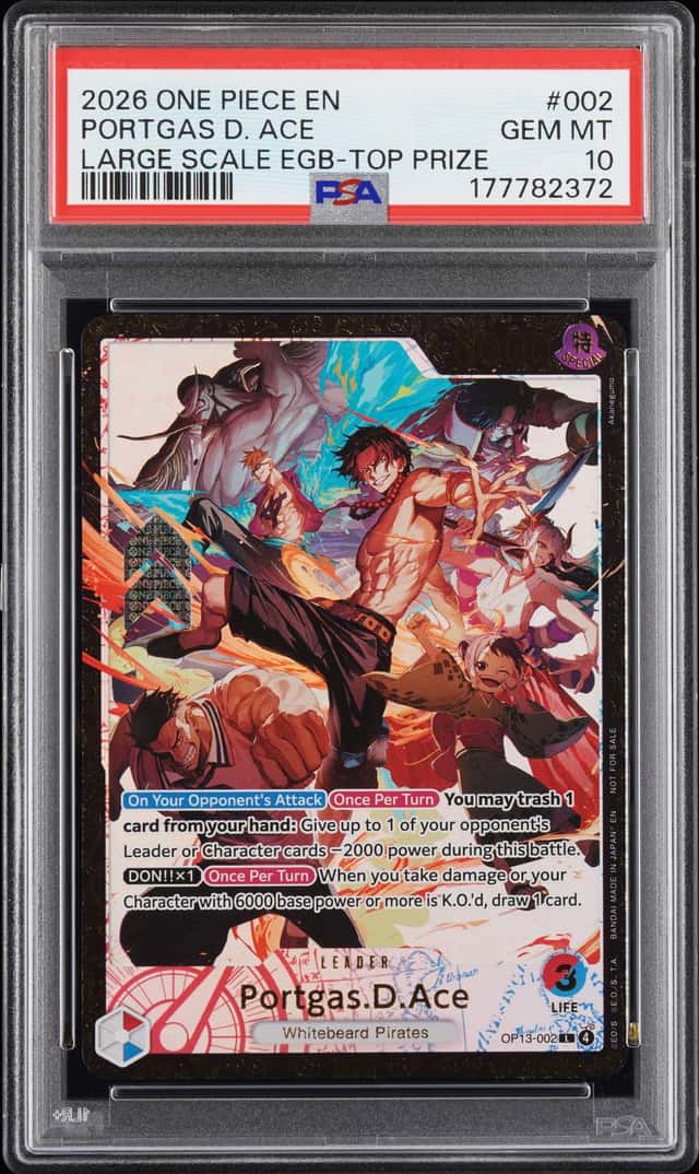 2026 ONE PIECE PROMOS #002 PORTGAS D. ACE LARGE SCALE EGB-TOP PRIZE PSA 10