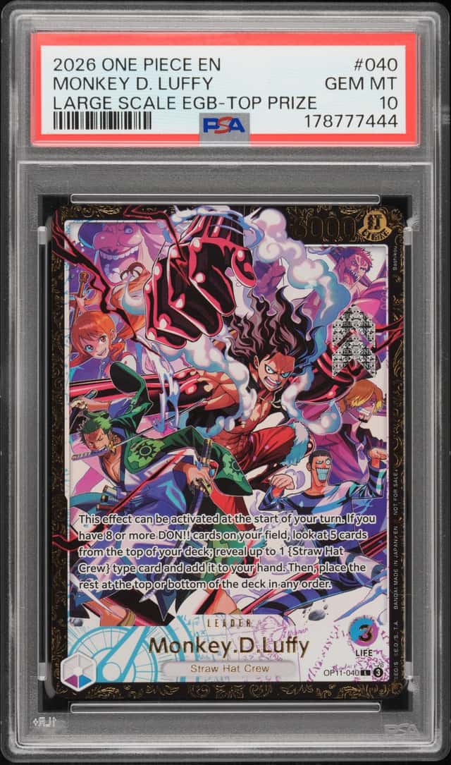 2026 ONE PIECE PROMOS #040 MONKEY D. LUFFY LARGE SCALE EGB-TOP PRIZE PSA 10