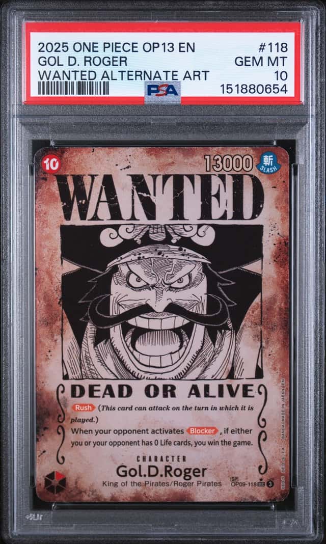 2025 One Piece OP13 EN Wanted Alternate Art #118 Gol D Roger PSA 10