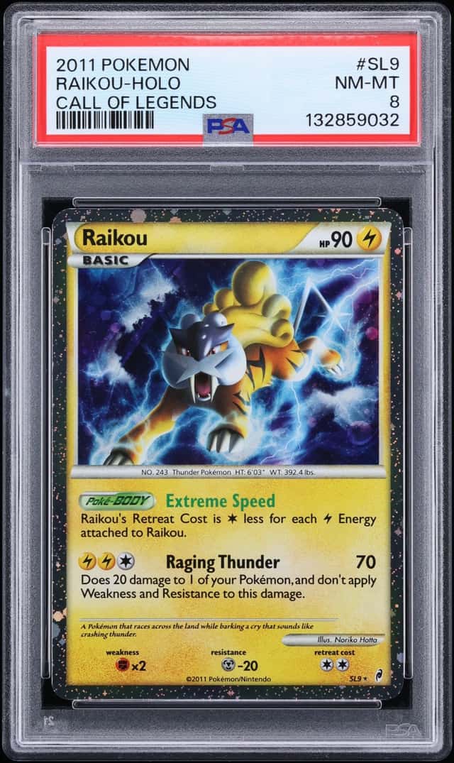 2011 Pokemon HeartGold & SoulSilver Era Call Of Legends Holo Raikou #SL9 PSA 8 NM-MT