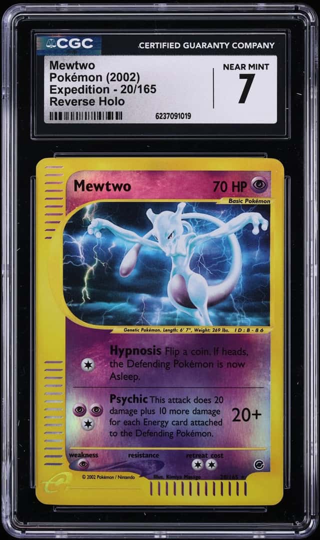 2002 Pokemon Expedition Reverse Holo Mewtwo #20 CGC 7 NRMT