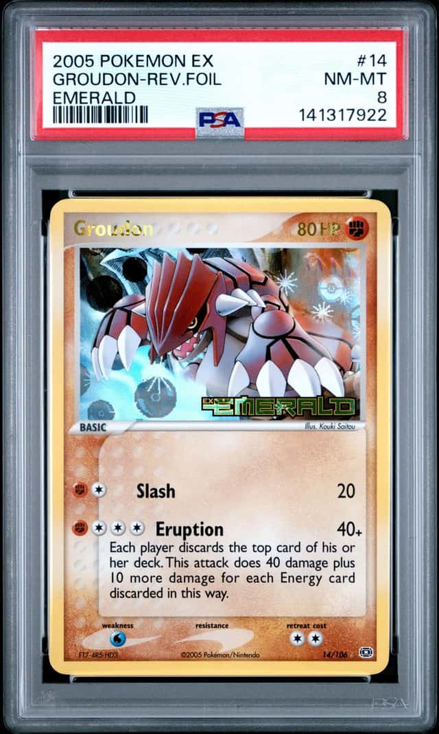 2005 Pokemon EX Emerald Reverse Holo Groudon #14 PSA 8 NM-MT