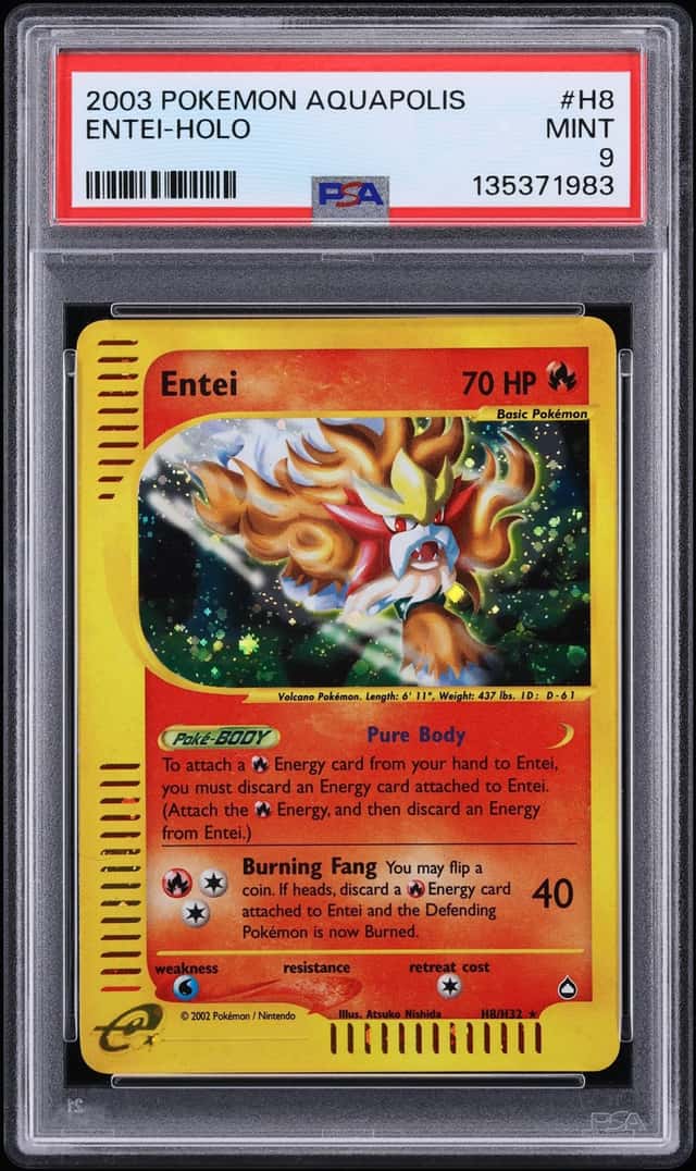 2003 Pokemon Aquapolis Holo Entei #H8 PSA 9 MINT