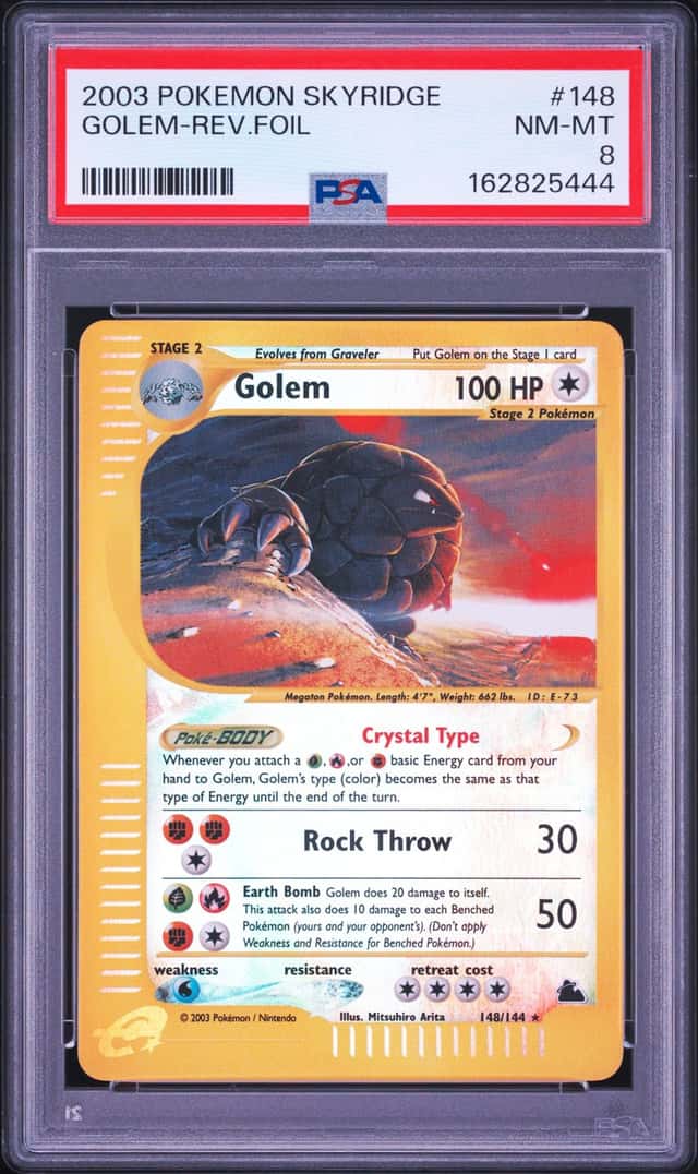 Pokemon Golem Crystal Reverse Holo Skyridge 148/144 PSA 8