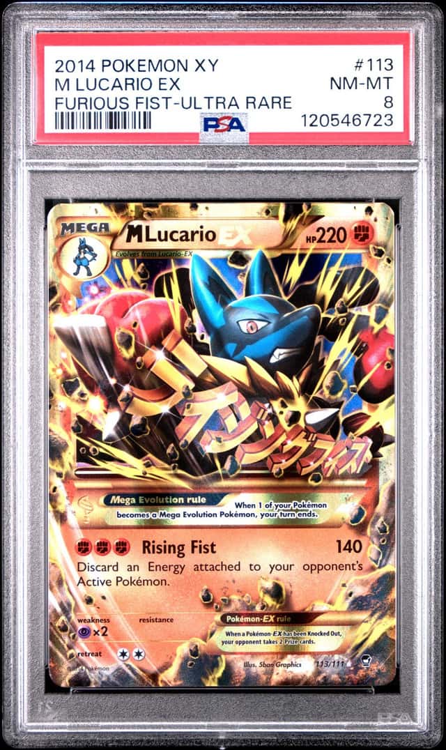 Pokemon M Lucario EX Furious Fists 113/111 Ultra Rare PSA 8