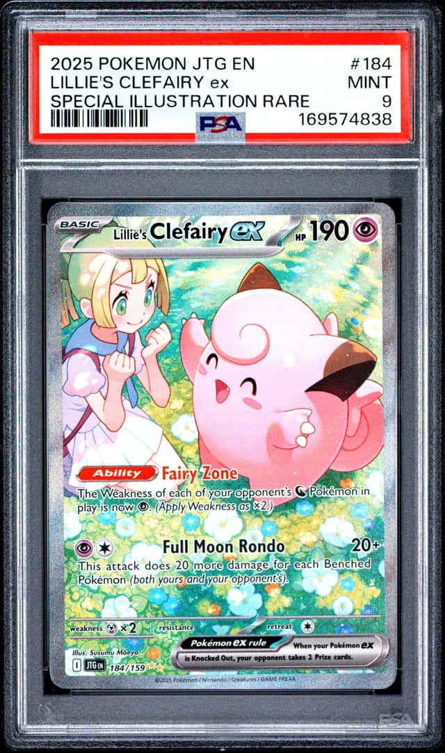 2025 POKEMON JTG SPECIAL ILLUSTRATION RARE #184 LILLIE'S CLEFAIRY EX PSA 9