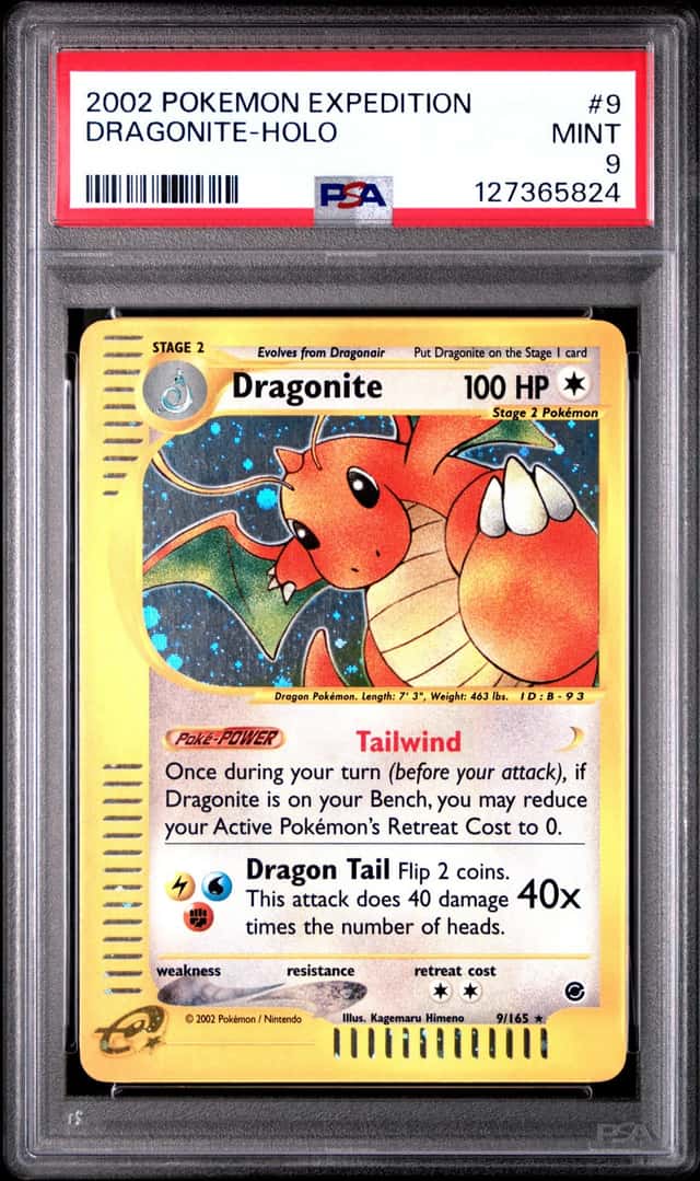 2002 Pokemon DRAGONITE #9/165 Expedition Set Unlimited Holo Rare English PSA 9