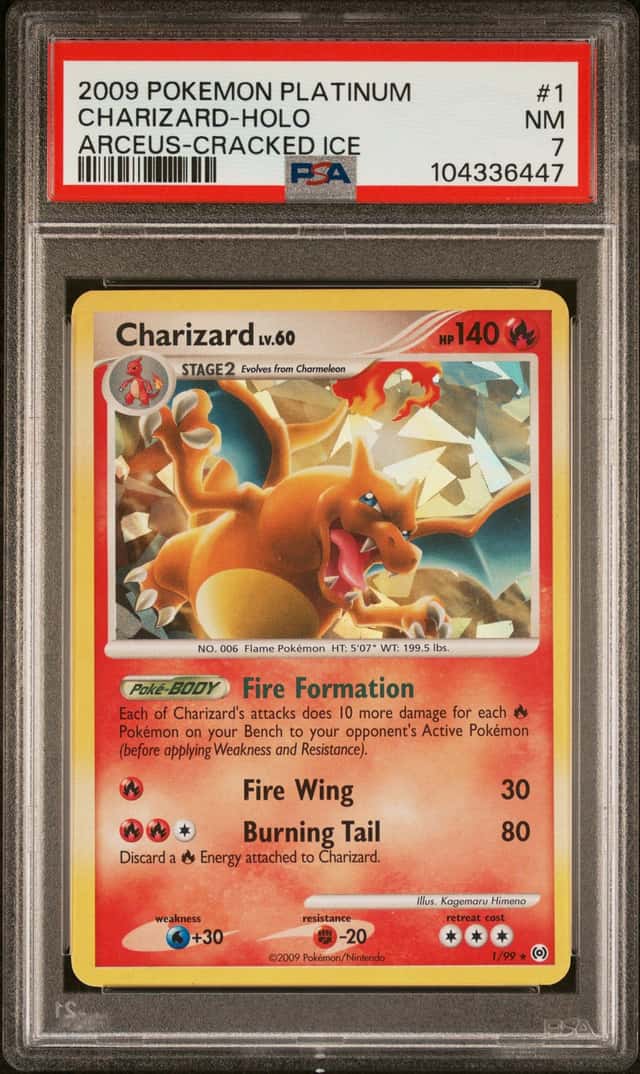Pokemon Card PSA 7 Charizard 1/99 Arceus Holo Cracked Ice Platinum NM