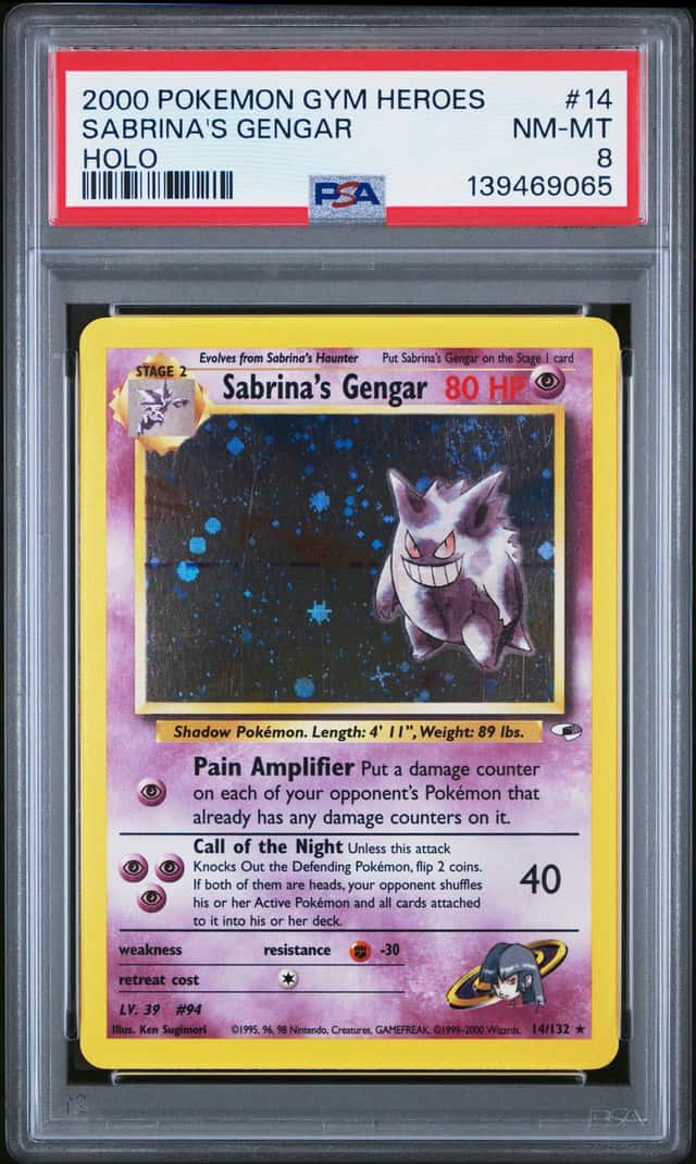 2000 POKEMON GYM HEROES #14 SABRINA'S GENGAR HOLO PSA 8 NM-MT