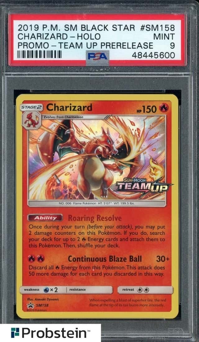 2019 Pokemon SM BSP Team Up Pre-Release #SM158 Charizard Holo PSA 9