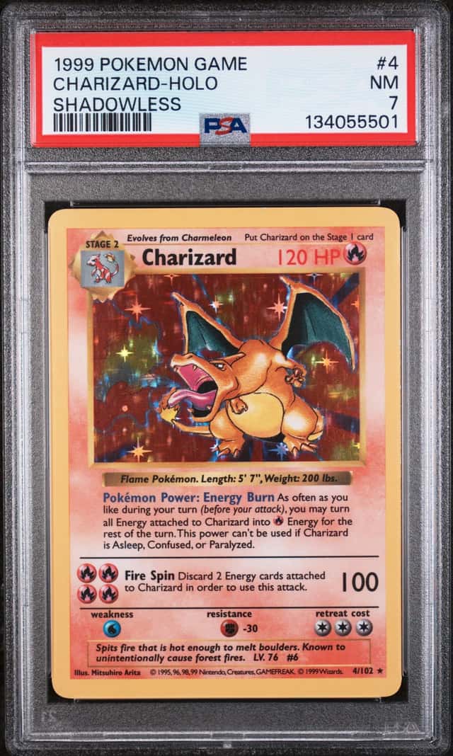 1999 Pokemon Shadowless Charizard Holo #4/102 PSA 7