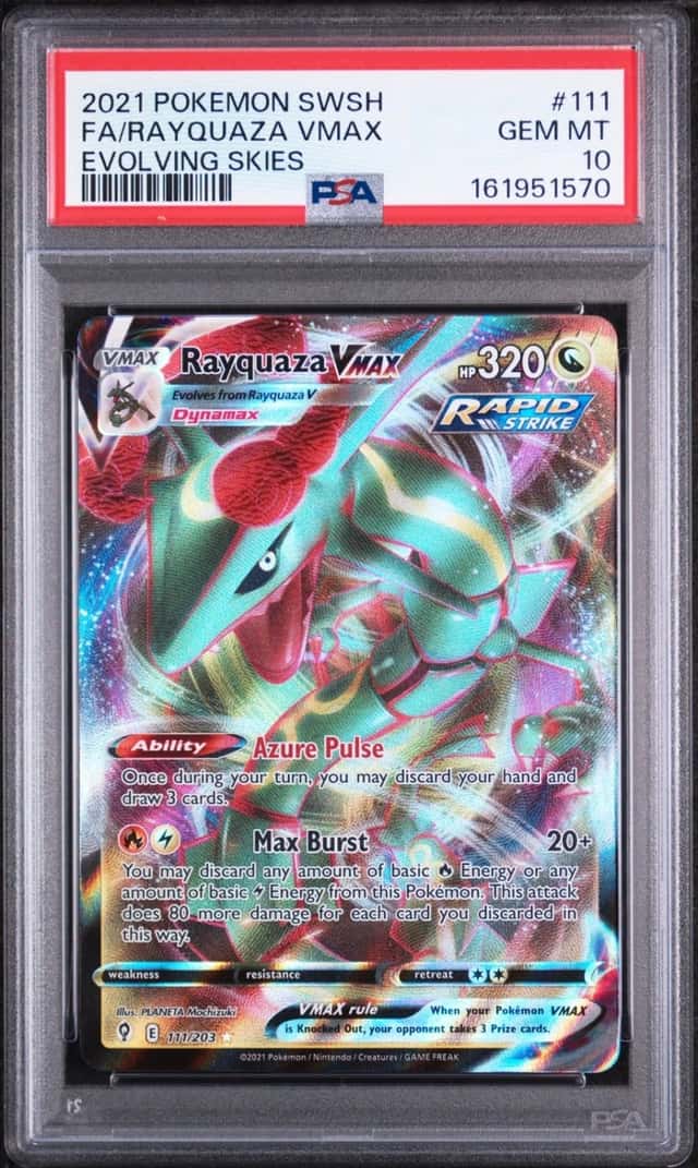 2021 POKEMON SWORD & SHIELD EVOLVING SKIES #111 FULL ART/RAYQUAZA VMAX PSA 10