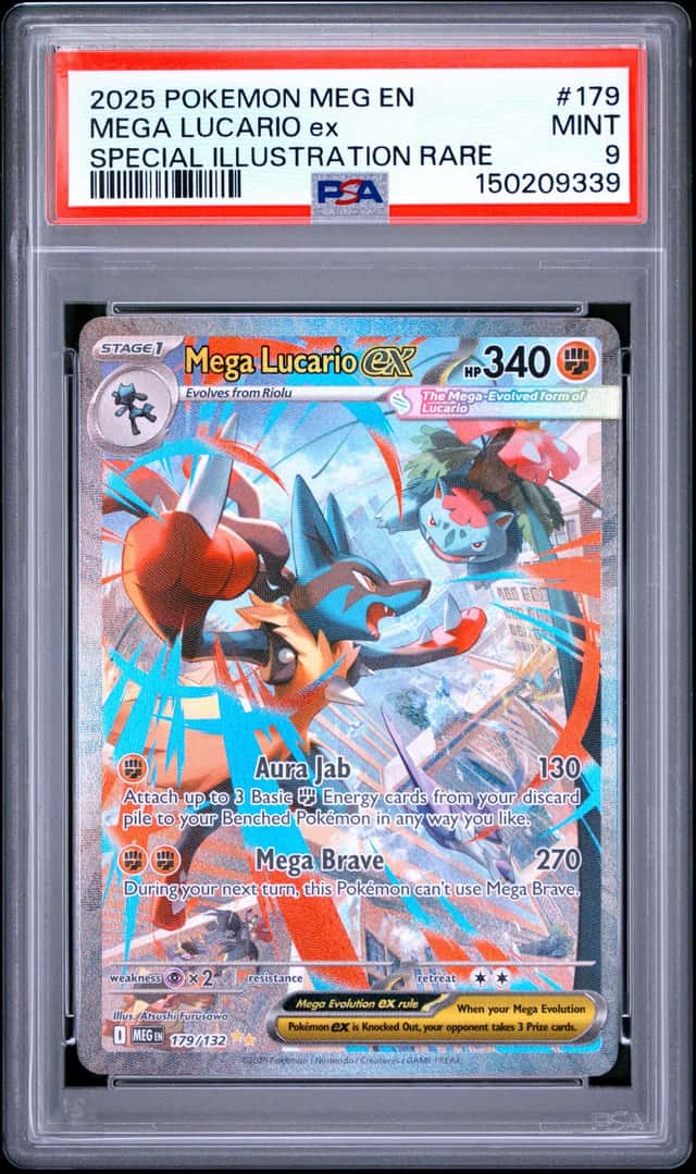 Mega Lucario EX 179/132 Special Illustration Rare Mega Evolution Pokemon PSA 9
