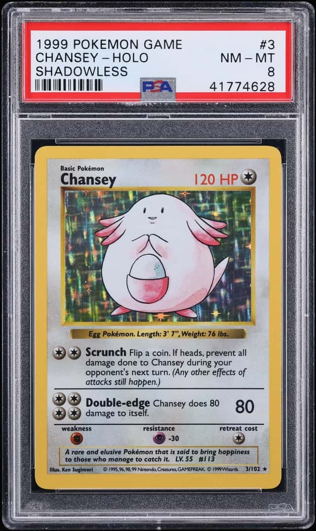 1999 Pokemon Base Set Shadowless Holo Chansey #3 PSA 8 NM-MT