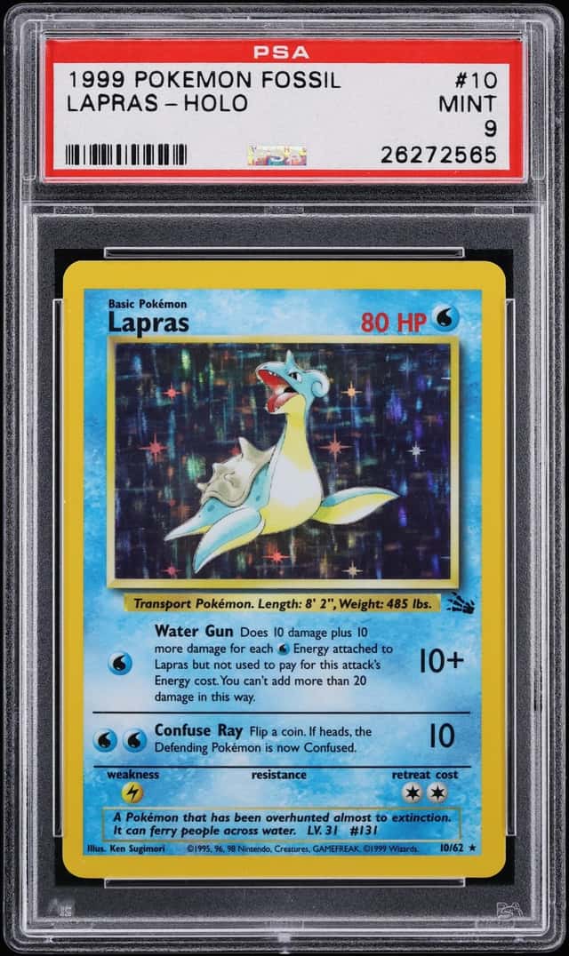 1999 Pokemon Fossil Holo Lapras #10 PSA 9 MINT
