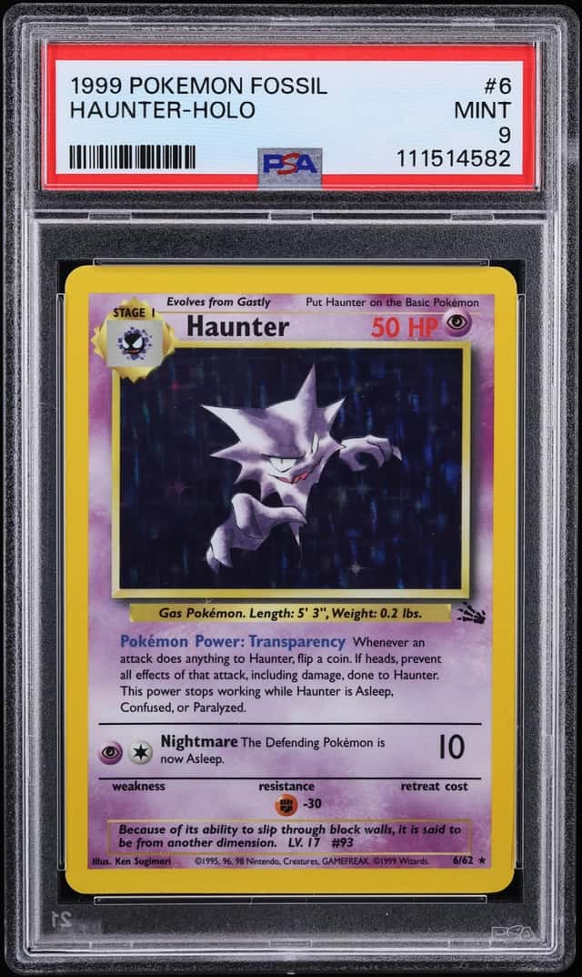 1999 Pokemon Fossil Holo Haunter #6 PSA 9 MINT