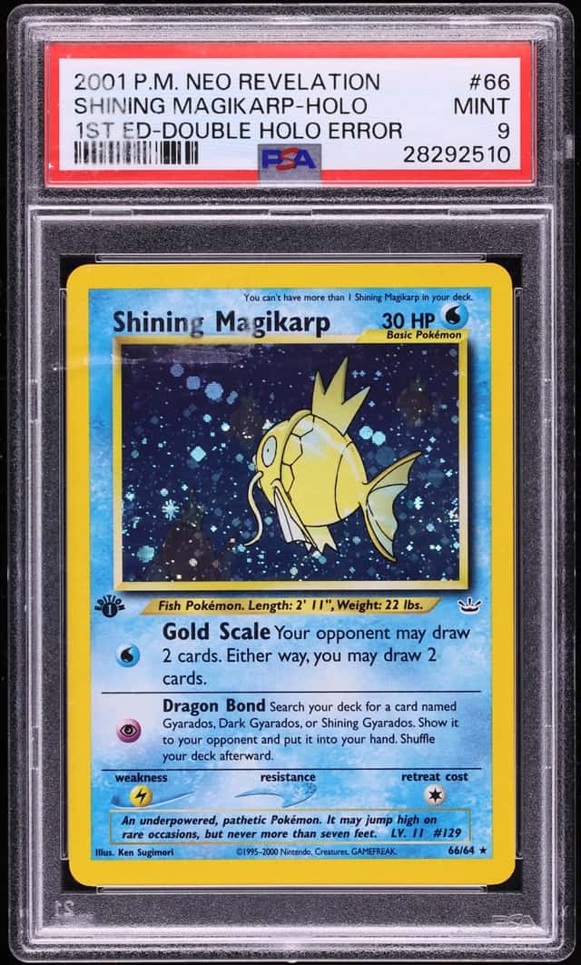 2001 Pokemon Neo Revelation 1st Edition Double Holo Error Shining Magikarp #66 PSA 9 MINT