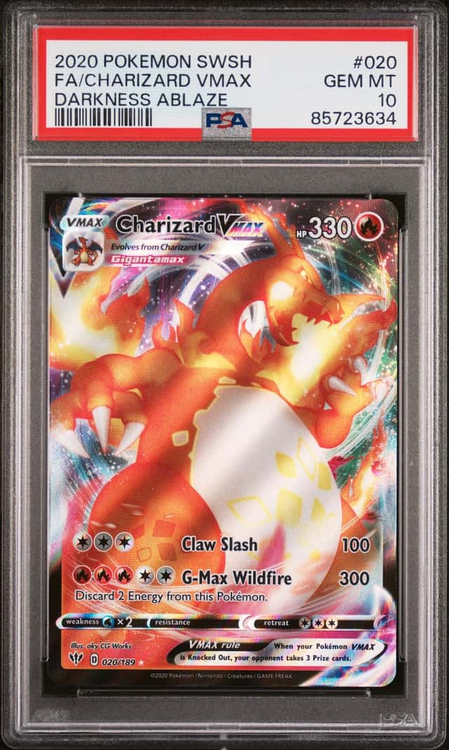 2020 Pokemon Sword & Shield Darkness Ablaze Full Art Charizard VMAX #20 PSA 10 GEM MINT