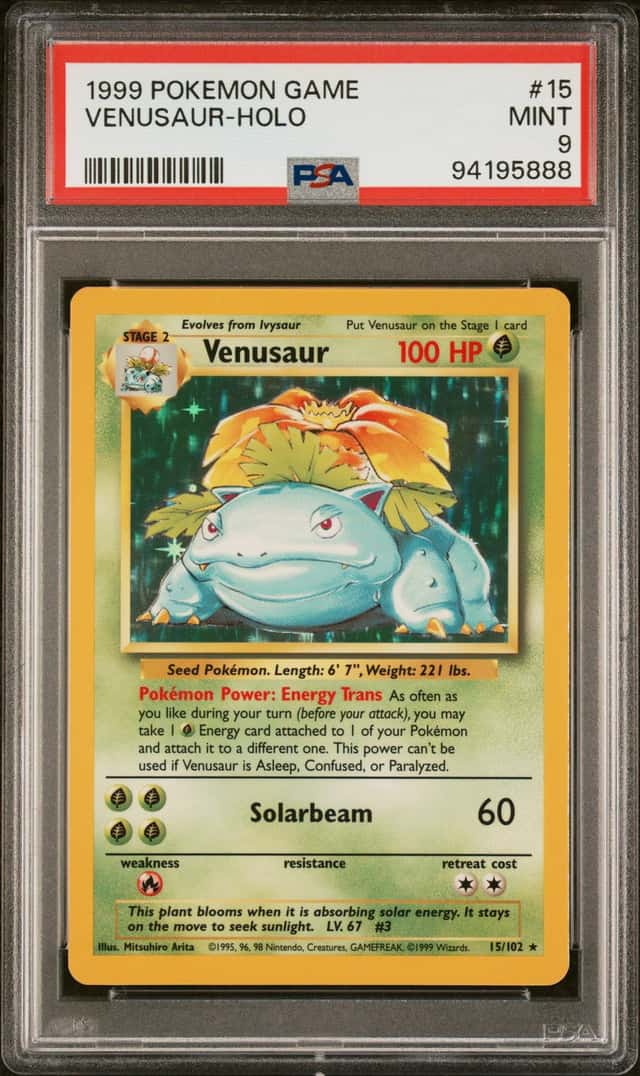 1999 Pokemon Base Set Holo Venusaur #15 PSA 9 MINT