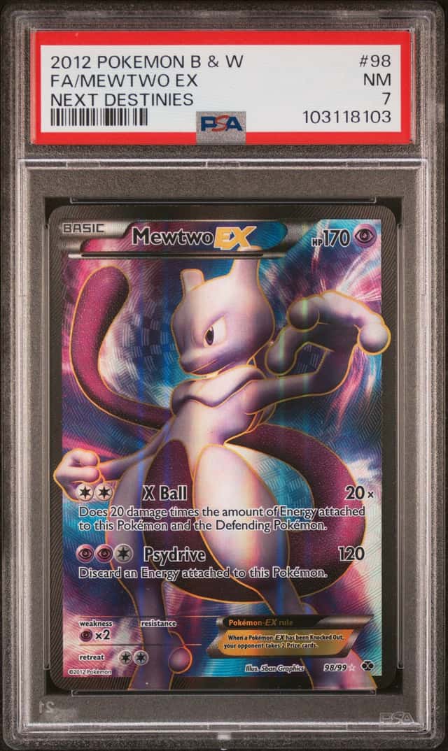 2012 Pokemon Black & White Next Destinies Full Art Mewtwo EX #98 PSA 7 NRMT