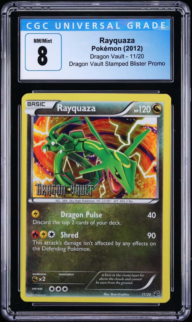 2012 Pokemon Black & White Dragon Vault Stamped Blister Promo Rayquaza #11 CGC 8 NM-MT