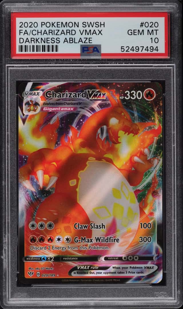 2020 Pokemon Sword & Shield Darkness Ablaze Full Art Charizard VMAX #20 PSA 10 GEM MINT