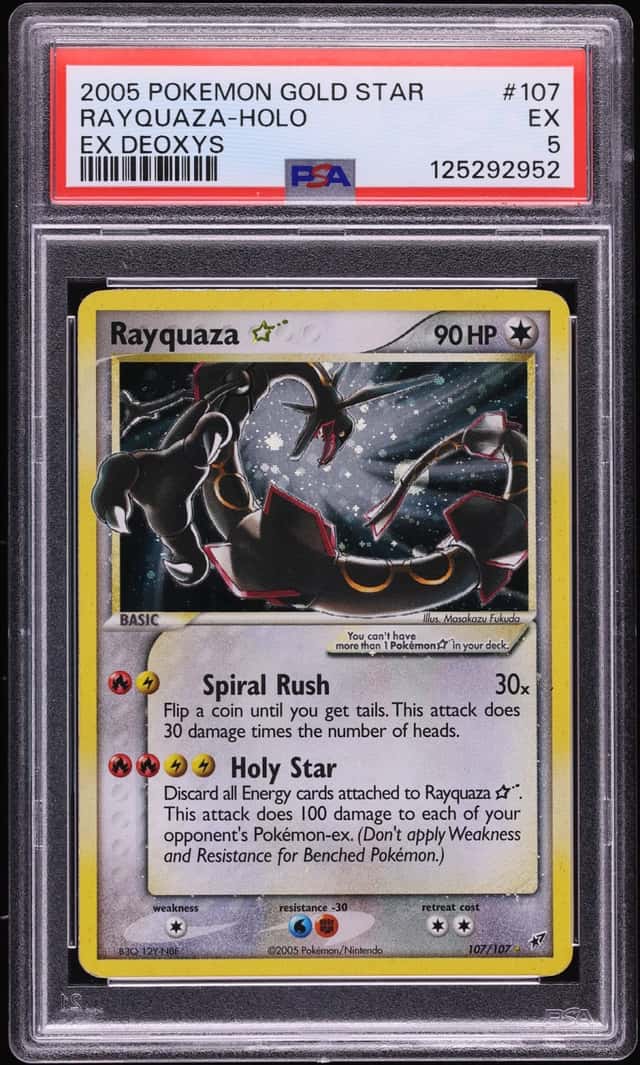 2005 Pokemon EX Deoxys Holo Rayquaza Gold Star #107 PSA 5 EX