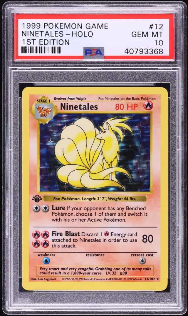 1999 Pokemon Base Set Shadowless 1st Edition Holo Ninetales #12 PSA 10 GEM MINT