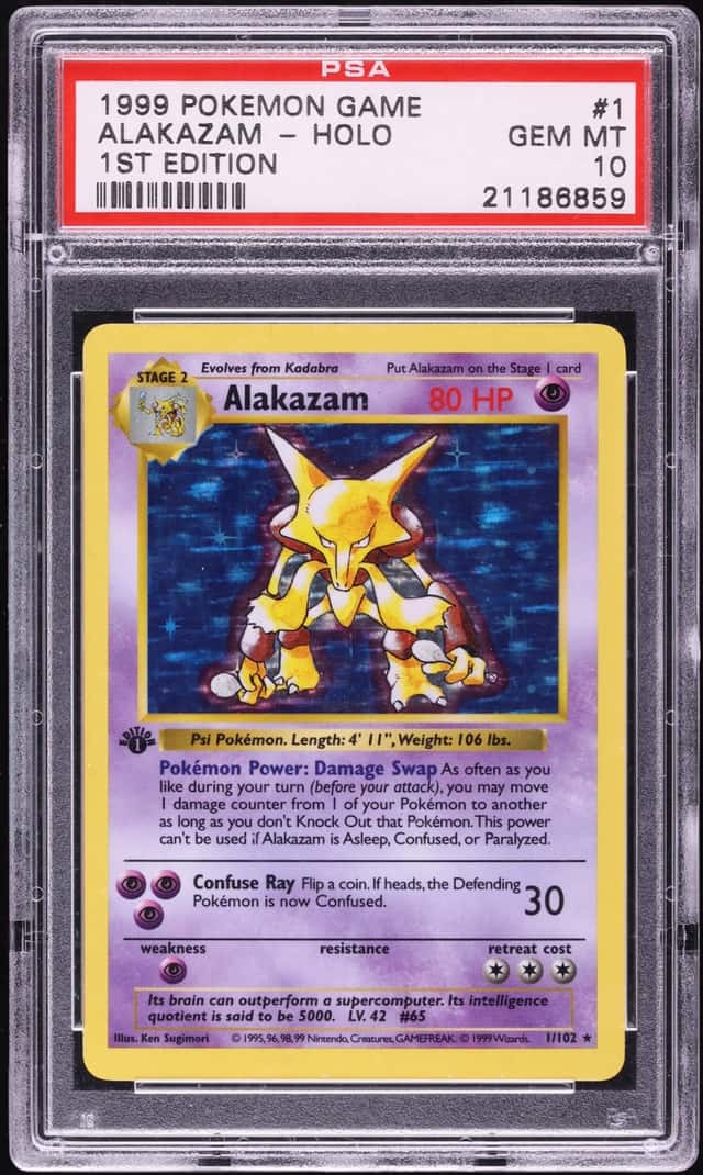 1999 Pokemon Base Set 1st Edition Holo Alakazam #1 PSA 10 GEM MINT