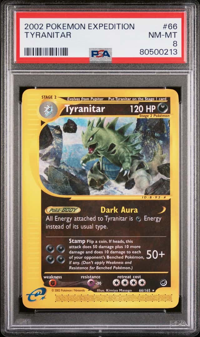 2002 Pokemon Expedition Tyranitar 66/165 Non-Holo Rare PSA 8 NM-MT Vintage