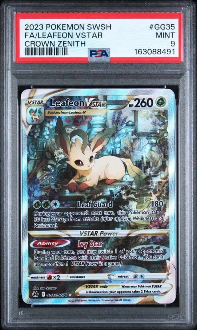 2023 POKEMON SWORD & SHIELD CROWN ZENITH #GG35 FULL ART/LEAFEON VSTAR PSA 9