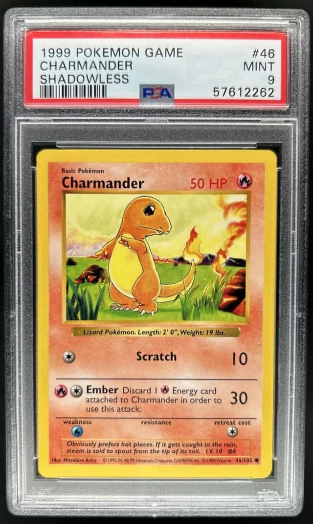 1999 Pokemon Shadowless Charmander #46/102 PSA 9