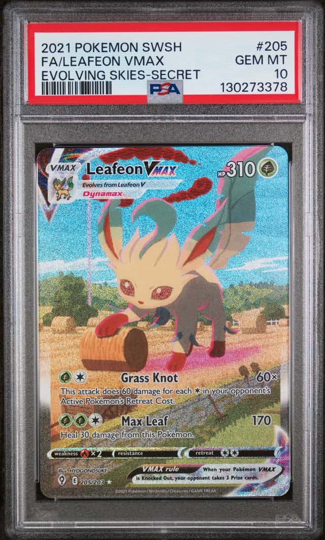 2021 Pokemon SWSH Evolving Skies Secret #205 FA Leafeon VMax PSA 10 GEM MINT