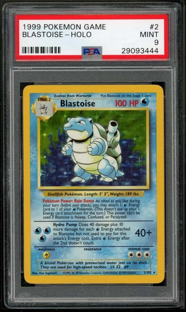 Blastoise Holo Rare 2/102 Game Pokemon PSA 9 Mint *444