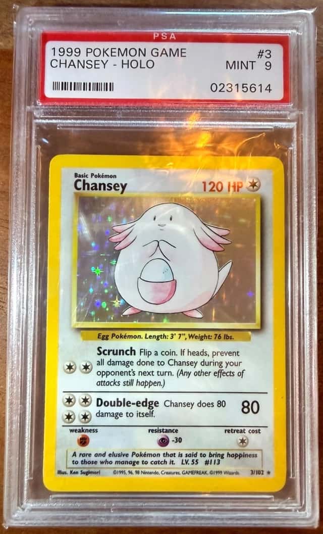 1999 Pokemon Base Set Chansey Holo 3/102 PSA 9 MINT Vintage WOTC Old Label
