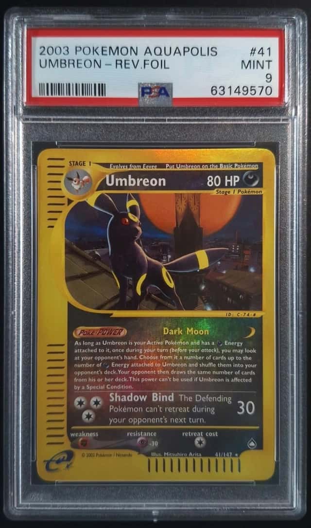 2003 Pokemon UMBREON #41 Aquapolis Reverse Foil Holographic English PSA 9