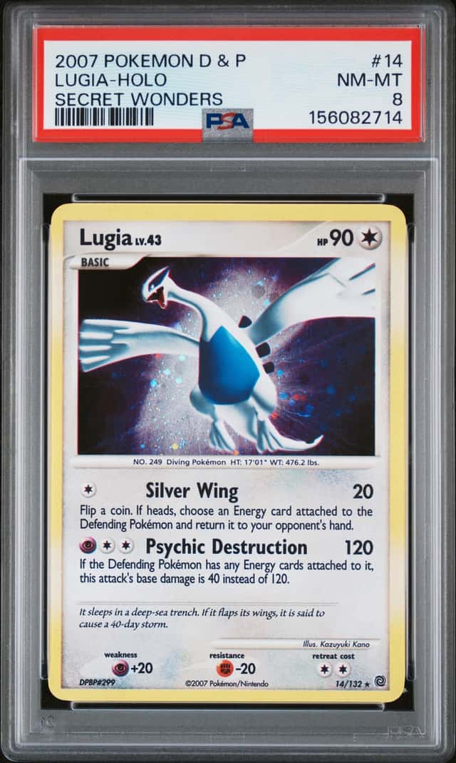 Pokemon Card PSA 8 Lugia 14/132 Secret Wonders Holo D&P
