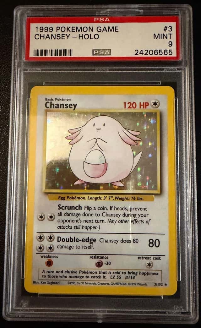 Chansey - Holo 1999 Pokemon Game card 3/102 PSA 9 
