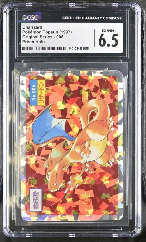 1997 Pokemon Japanese Topsun Block Prism Holo Charizard #6 CGC 6.5 EXMT