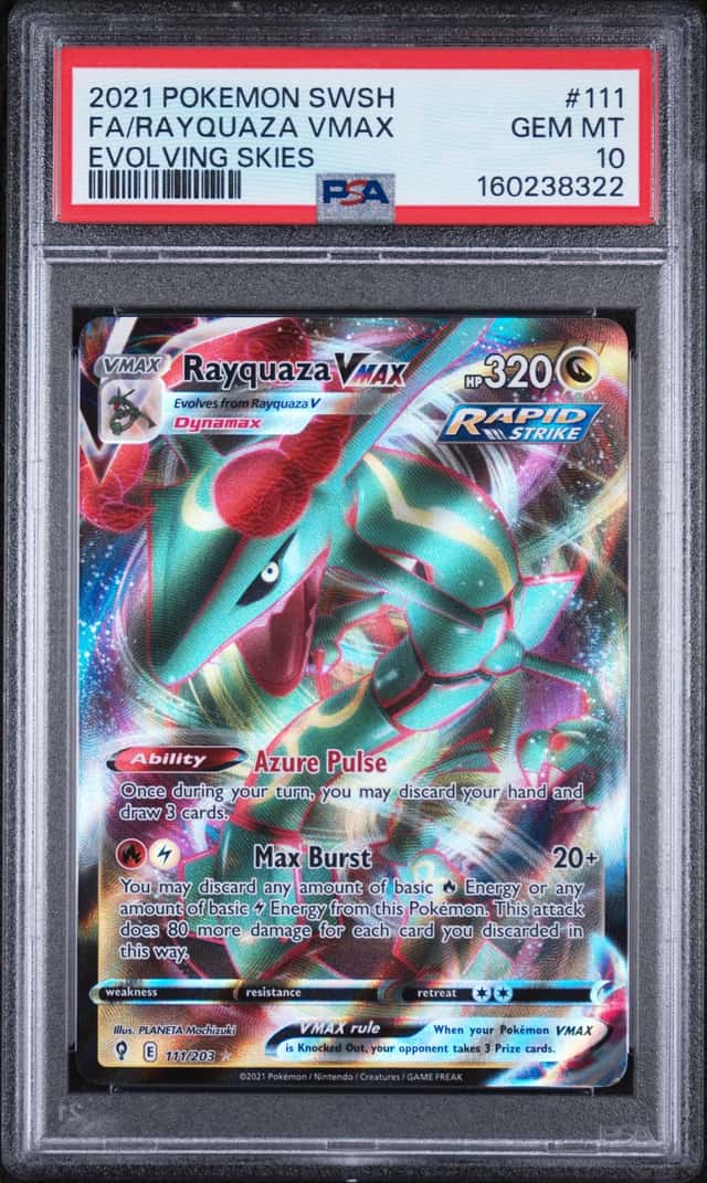 2021 POKEMON FA/RAYQUAZA VMAX EVOLVING SKIES SWORD & SHIELD #111 PSA 10