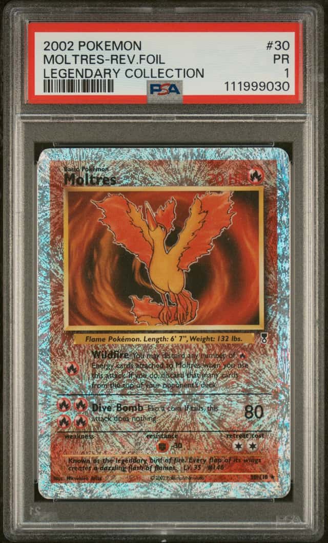 2002 POKEMON LEGENDARY COLLECTION #30 MOLTRES-REVERSE FOIL PSA 1 *LOW POP*
