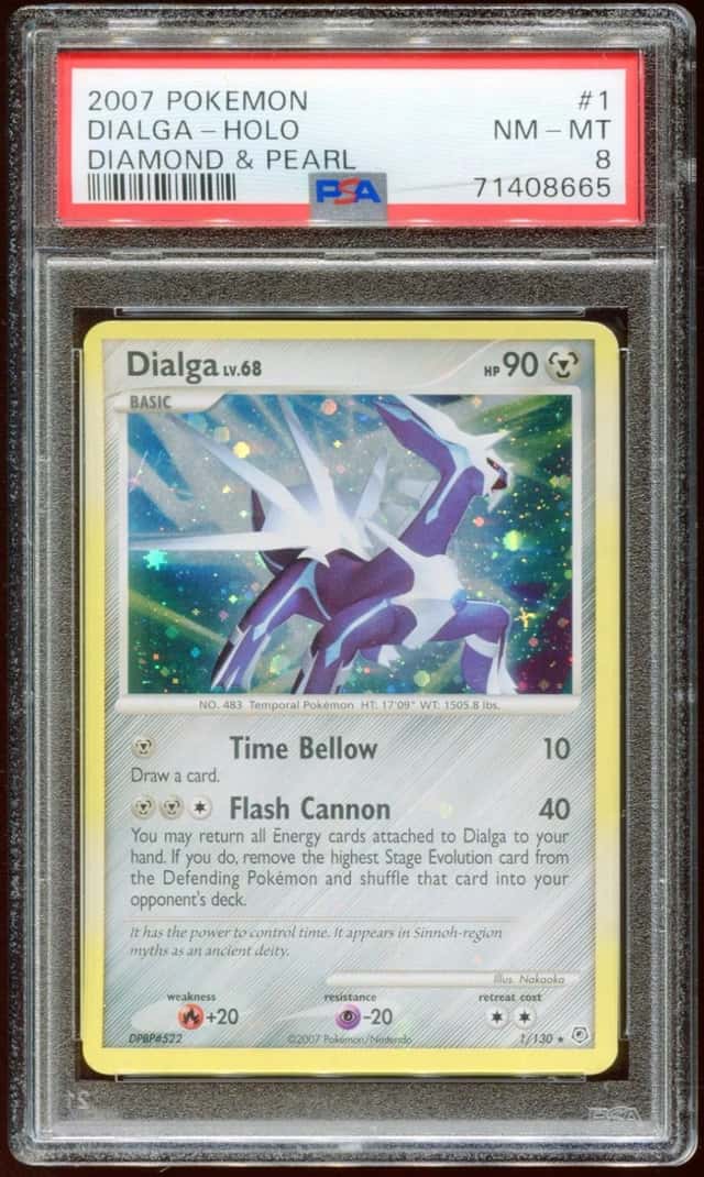 2007 POKEMON DIAMOND & PEARL DIALGA LV. 68 #1/130 RARE HOLO FOIL PSA 8 E11