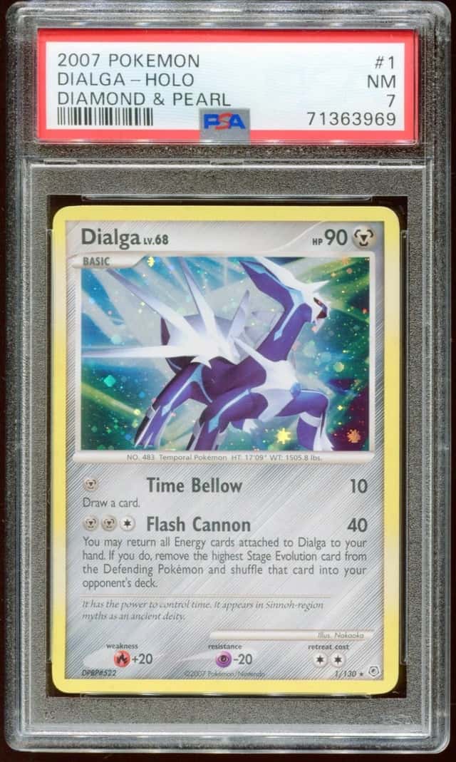 2007 POKEMON DIAMOND & PEARL DIALGA LV. 68 #1/130 RARE HOLO FOIL PSA 7 E11