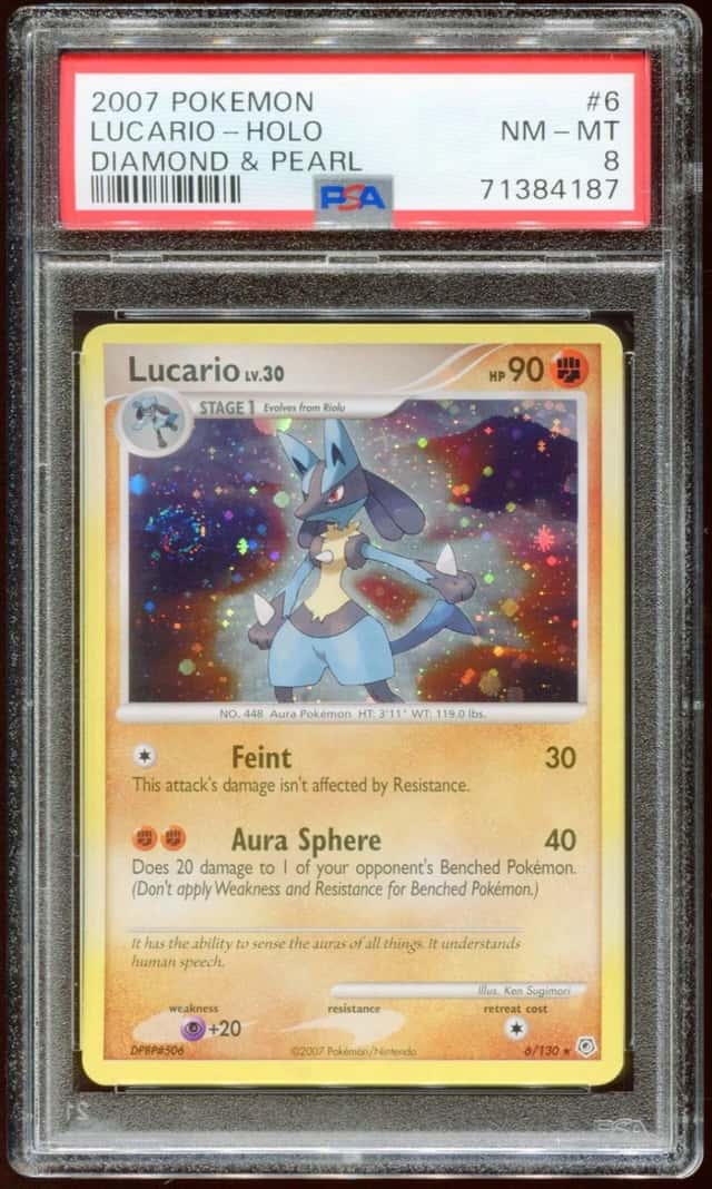 2007 POKEMON DIAMOND & PEARL LUCARIO LV. 30 #6/130 RARE HOLO FOIL PSA 8 E11
