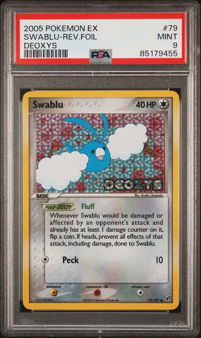 2005 Pokemon Ex Deoxys #79/107 Swablu Reverse Holo Foil PSA 9 MINT LOW POP 34