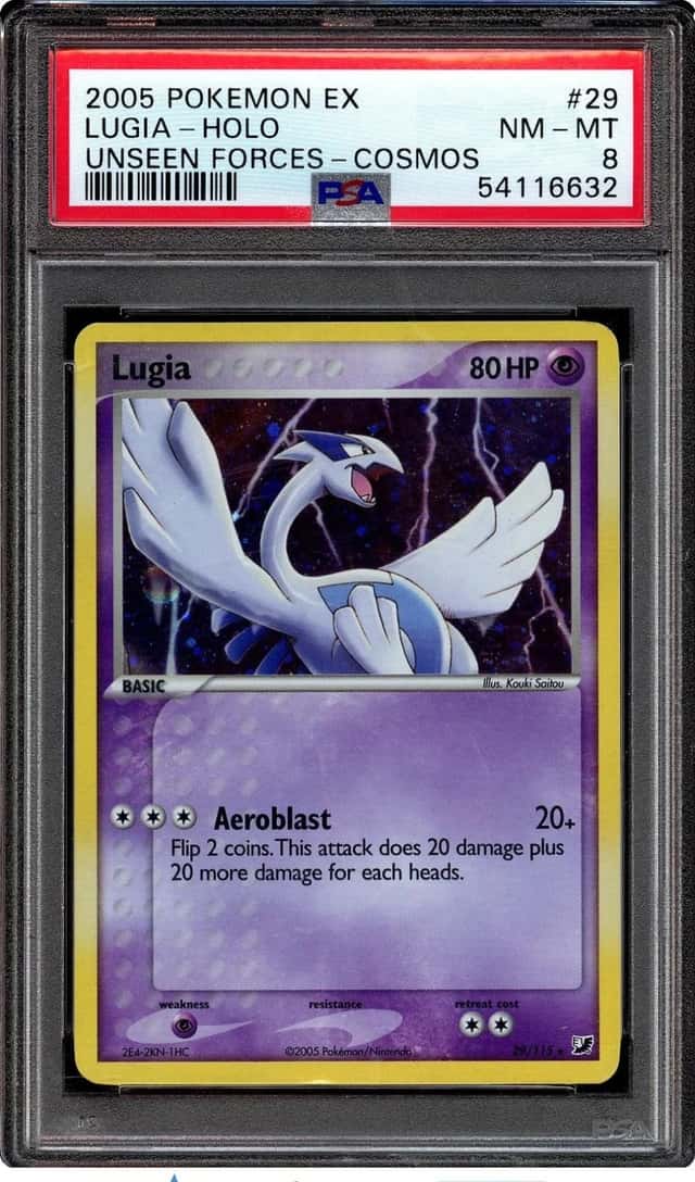 Pokemon 2005 Lugia 29/115 Cosmos Holo Rare EX Unseen Forces PSA 8